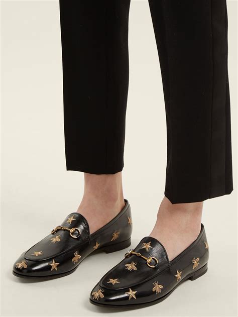 gucci jordaan embroidered loafers